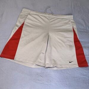 Nike Men's Red and Cream Athletic Shorts